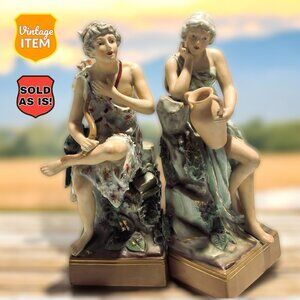 Pair of RARE Sylvan China Japan Art Nouveau Greek Mythology Figurines. READ!